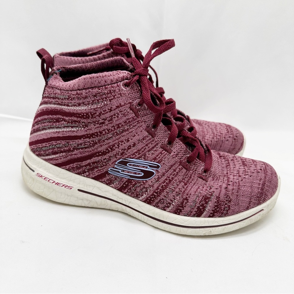 Skechers Air Cooled Memory Foam Knit high top sneakers maroon size 7